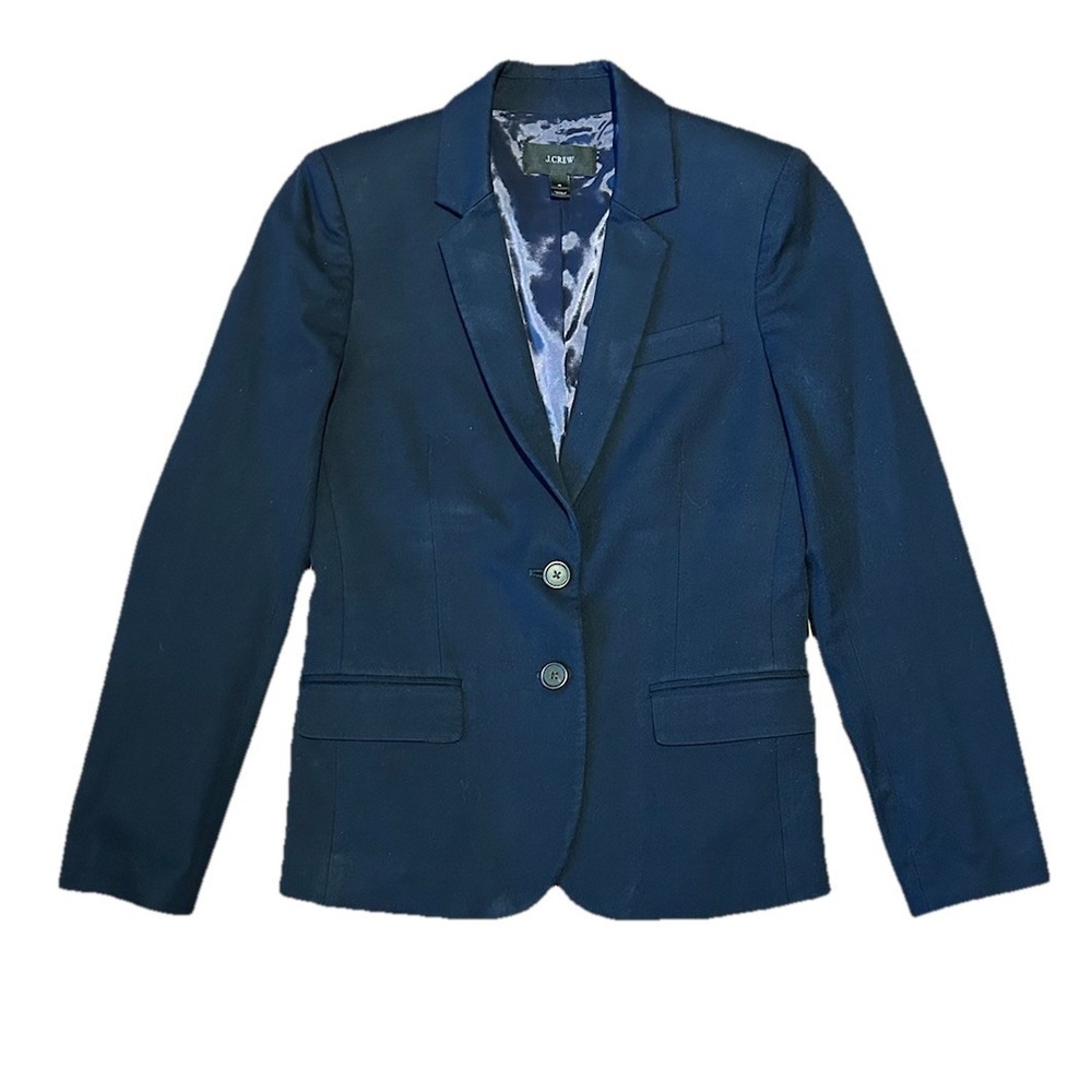 J CREW Thompson‎ Blazer Bi-Stretch Women's Sz 4 Navy Tailored Jacket Coat